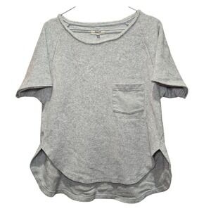 Madewell Heather Gray Pullover Sweatshirt Short‎ Sleeve Pocket Crew Neck Women S